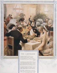 Natale a Montmartre, cena della Vigilia di Natale in un ristorante di lusso, c.1900