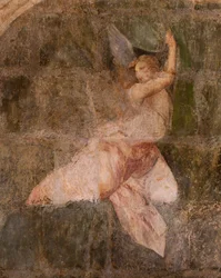 Chiesa (Eglise Saint-Jean-Baptiste). Interno. Cappella Saint-Fursy. Dipinti murali. La glorificazione di Maria (affresco detto della buona morte). Inizio XVII secolo.