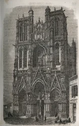 Chiesa di Saint-Vulfran (Saint Vulfran) ex collegiata ad Abbeville nel dipartimento della Somme in Francia - incisione in 