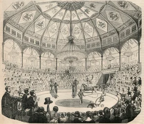 Cirque national des Champs Elysees nel XIX secolo - Incisione in "Tableau-de-Paris" di Edmond Texier 1852