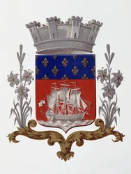 Stemma della Città di Parigi: Regalità (Luigi XVIII e Carlo X) - Lettere Patenti datate 20 dicembre 1917 - in "Armorial National de France" di H. Traversier, Parigi