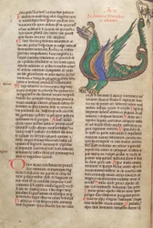 Cod. Guelf. 1 Gud. lat. 40v, testo con illustrazione di un Drago, dal Liber Floridus di Lambert de Saint-Omer c.1120