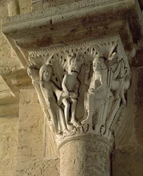 Capitello della Colonna, raffigurante San Benedetto che esegue un esorcismo