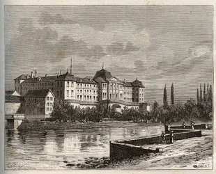 Commercy - La Mosa (55), Lorena, Francia - incisione in "La France illustree: geografia, storia, amministrazione statistica" di V.A. Malt-Brown. 1884