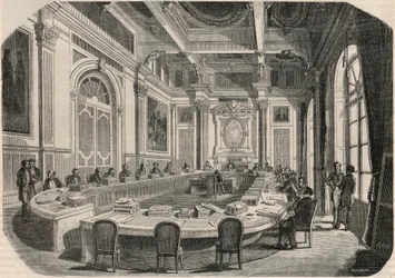 Consiglio di stato - Sala del comitato - Incisione in "Tableau-de-Paris" di Edmond Texier 1852