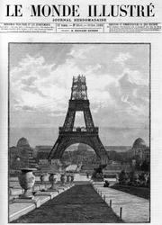 Costruzione della Torre Eiffel (176 metri) nel 1888 a Parigi.