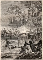 Continua con le frecce: Viaggio di Philip Carteret o Philippe de Carteret (1733-1796) nelle isole di Santa Cruz, in particolare all