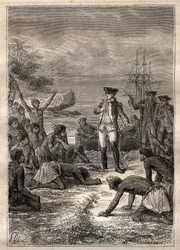 Accoglienza di Cook da parte dei nativi - Terzo viaggio di James Cook - Cook accolto dai nativi - Terzo viaggio di James Cook nell