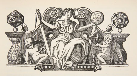 Copia di una copertina illustrata da Theatrum Instrumentorum de Besson, copia di Boris Mestchersky, illustrazione da Histoire de la Nation Francaise, Sciences, Volumi I & II, di Gabriel Hanotaux