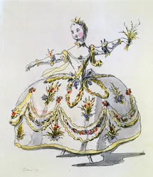 Design del costume per Cerere, facsimile di A. Guillaumot fils (incisione colorata a mano)