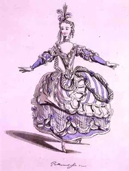 Bozzetto di costume per Phrygienne, in Dardanus, un libretto di Leclerc de Labruere, composto da Jean-Philippe Rameau, facsimile di A. Guillaumot Fils