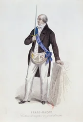 Costume di un massone per la sua ammissione al grado di Maestro, ca. 1848