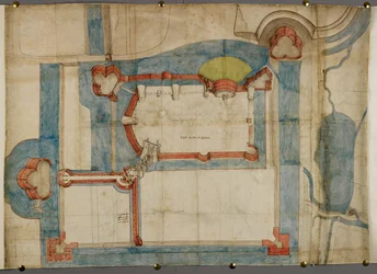Piano colorato del Castello di Guînes circa 1540
