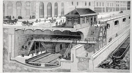 Sezione della stazione Saint Michel a Parigi