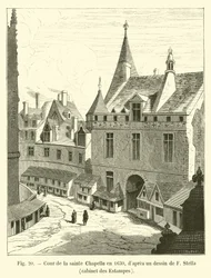 Corte della Sainte-Chapelle nel 1630, da un disegno di F Stella, cabinet des Estampes