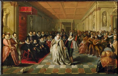 Ballo di corte al Palais du Louvre in occasione delle nozze di Anne, duca di Joyeuse ...