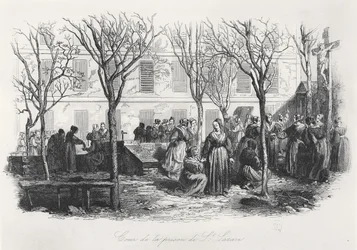 Cortile della prigione di St. Lazare a Parigi, c. 1840