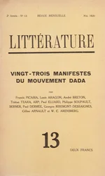 Copertina di Litterature, rivista letteraria mensile dedicata al movimento Dada, maggio 1920
