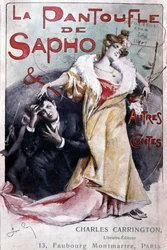 Copertina del romanzo popolare "La pantofola di Saffo e altre storie", ed. Carrington, Parigi, fine XIX secolo - B.N.