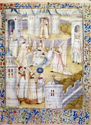 Danza in un castello. Miniatura tratta da "Il Libro della Città delle Dame" di Christine de Pisan