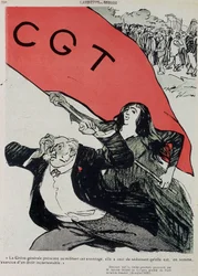 Dimostrazione e bandiera della CGT - in "L