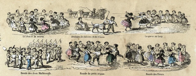 Descrizione delle attività ricreative e dei giochi dei bambini: i giri. Tavola "I giochi dell