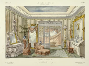Progetto per una suite da bagno da Le Garde-Meuble, Pub. Parigi, 1890 circa (litografia a colori)