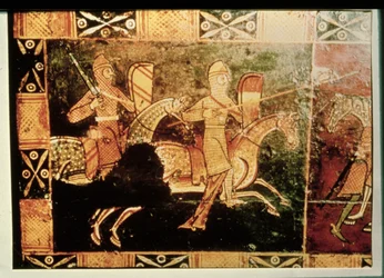 (dettaglio) da un cassone nuziale che raffigura soldati in partenza per la guerra