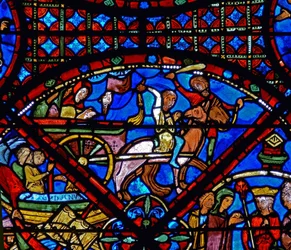 (dettaglio) scene della vita di Santo Stefano: cavallo e carro