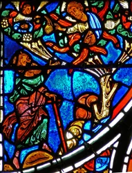 (dettaglio) la parabola del Buon Samaritano: Dio appare a Mosè in un roveto ardente