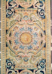 Dettaglio di un tappeto Savonnerie realizzato per la Grande Galerie del Louvre, c.1680 (lana)