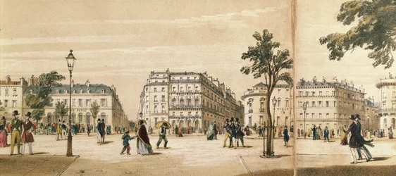 Dettaglio di un panorama del Boulevard des Italiens, c.1840