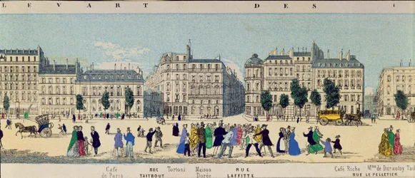 (Dettaglio) di un panorama del Boulevard des Italiens, c.1840