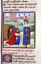 Diogene, da Histoire des Philosophes, fine XV secolo (pergamena)