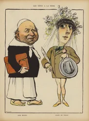 Dom Michel e la ballerina e cortigiana francese Liane de Pougy. Illustrazione per Le Rire