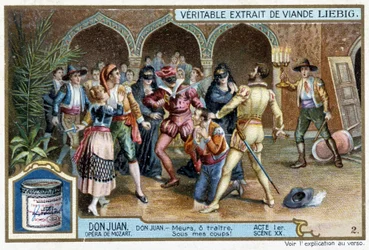 Don Giovanni: Atto I, Scena XX, Don Giovanni al ballo in maschera - chromo Liebig