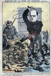 Il Duce Benito Mussolini a caccia di enti e società che avviano il bilancio dello Stato