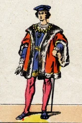 Ritratto di Carlo VIII (1470-1498), Re di Francia dal 1483 al 1498. Immagine di Epinal della fine del XIX secolo. Collezione privata