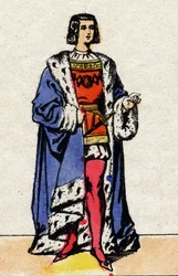 Dinastia dei Valois: Ritratto di Luigi XII, re di Francia dal 1498 al 1515. Immagine di Epinal della fine del XIX secolo. Collezione privata.