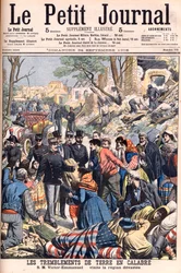 Terremoto in Calabria, Italia. Il re Vittorio Emanuele III visita le regioni devastate. Illustrazione per Le petit Journal, 24 settembre 1905