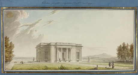 Elevazione prospettica del padiglione di Mde. Du Barry (penna e inchiostro nero con acquerello su carta)