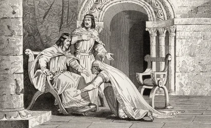 Emme bacia il ginocchio del marito Raoul (m.936) in riconoscimento della sua sovranità, da 