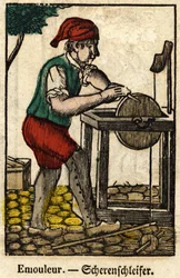 Affilatore; Serie sui mestieri, immagine di Epinal del XIX secolo