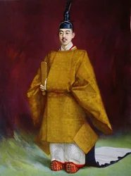 Imperatore Hirohito (1901-1989) in costume di incoronazione, 1928