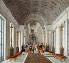 Imperatore Napoleone III (1808-1873) e Imperatrice Eugenia (1826-1920) alle Tuileries Dipinto anonimo intorno al 1860. Parigi, arti decorative