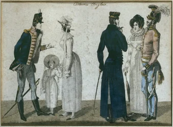 Costumi inglesi, illustrazione da Le Bon Genre, inizio XIX secolo (incisione a colori)