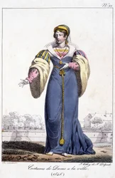 Incisione, costume da donna in città intorno al 1545