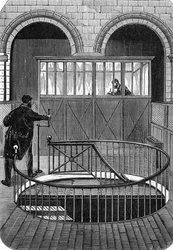 Ingresso delle cantine del tesoro della Banca di Francia a Parigi nel XIX secolo (incisione)
