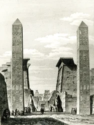 Ingresso al Tempio di Luxor, da Voyage dans la Basse et dans la Haute-Egypte di Dominique Vivant Denon (1747-1825) 1802