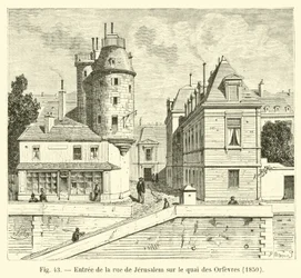 Ingresso della rue de Jerusalem sul quai des Orfevres, 1850